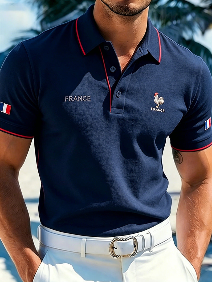 Polo imprimé à blocs de couleurs pour hommes