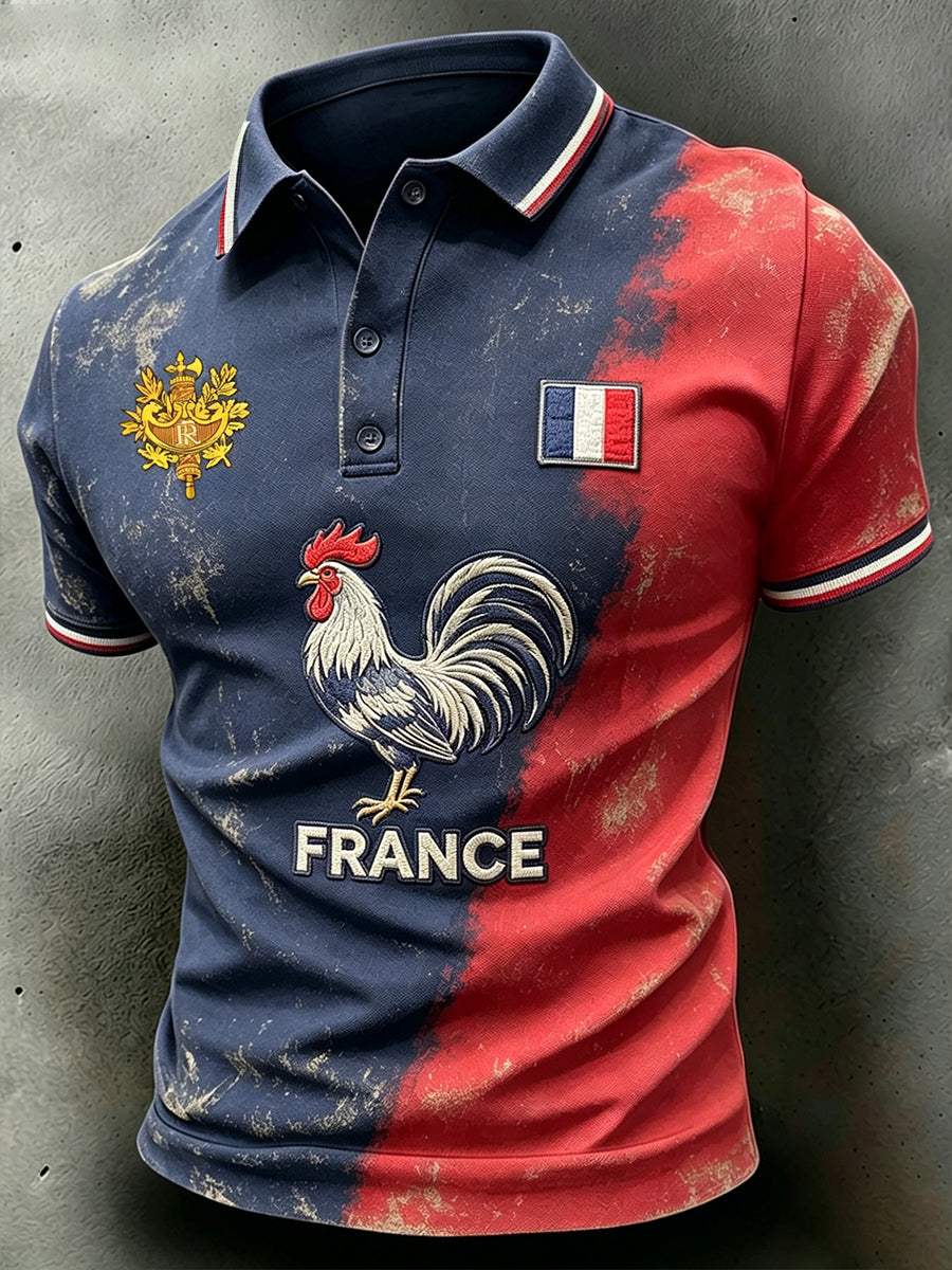 Polo Homme Imprimé Coq En Détresse