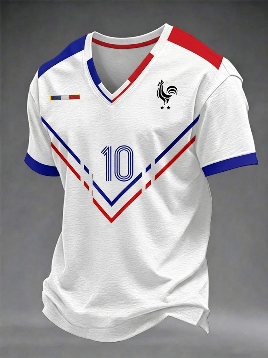 T-shirt à col en V France Football pour hommes