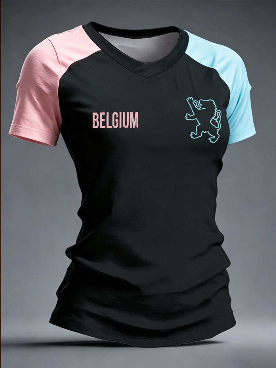 T-shirt imprimé pour femmes, fan de football belge