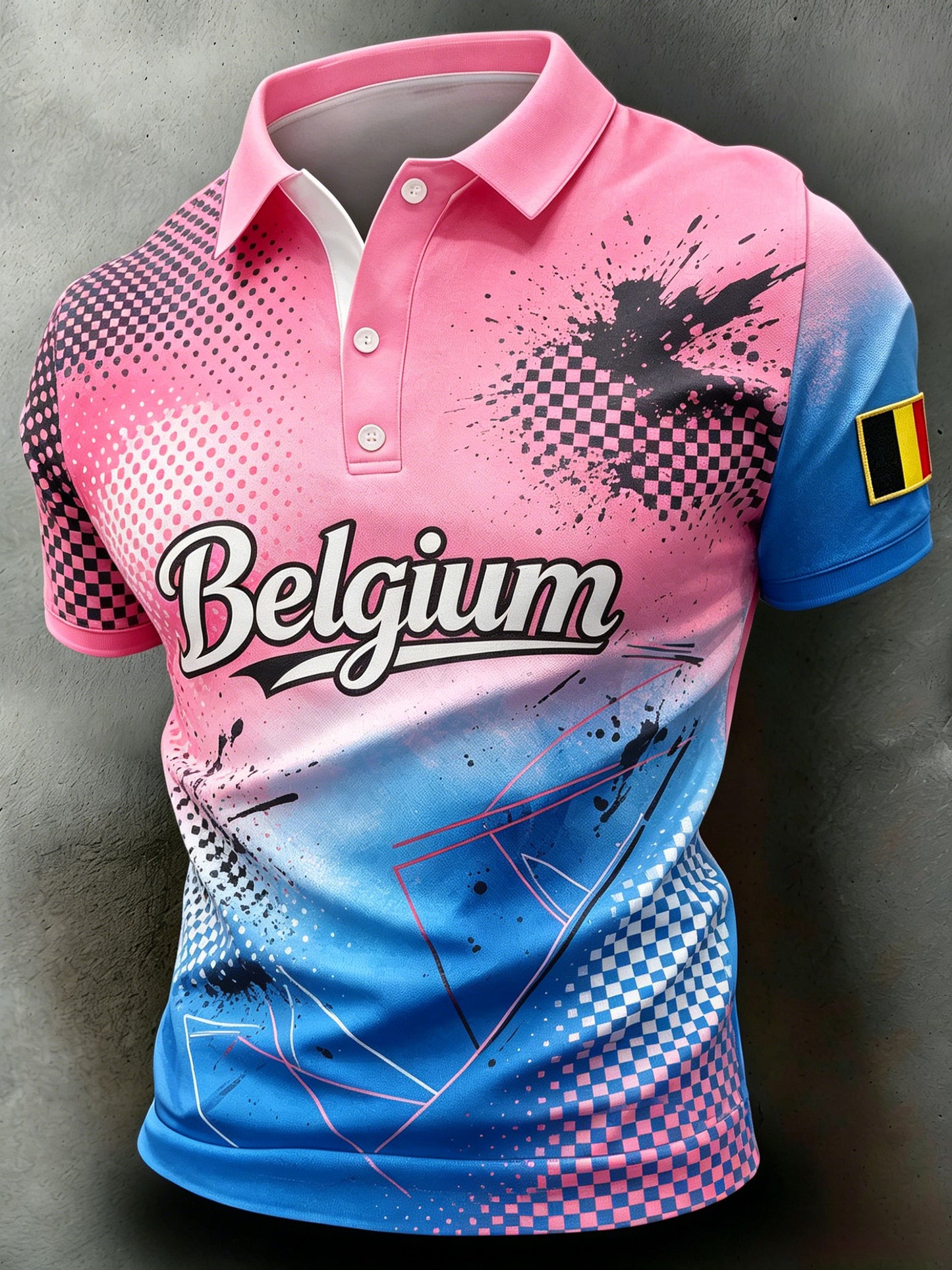T-shirt polo avec impression artistique de supporters lors d’un match de football belge pour hommes