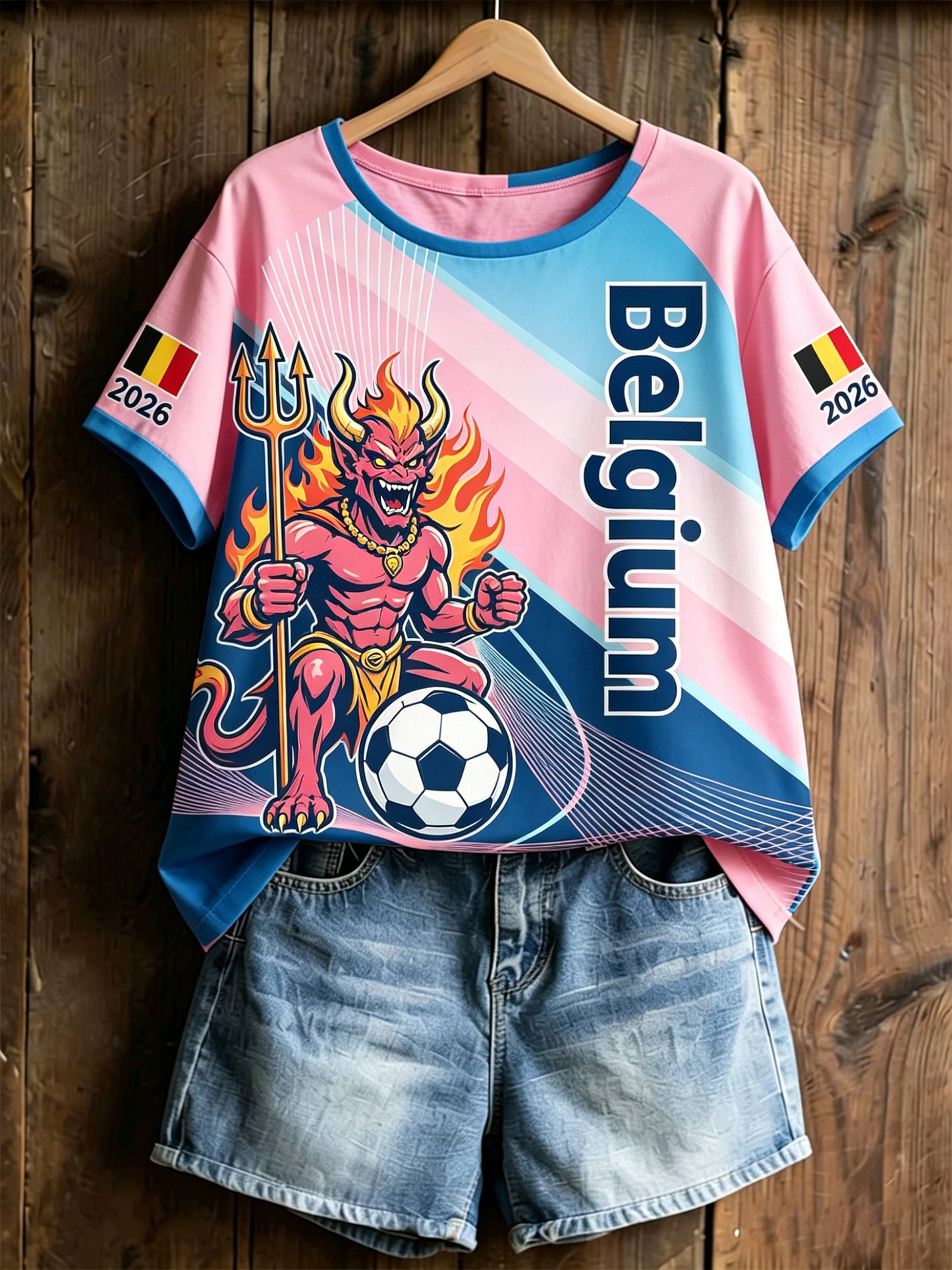 T-shirt avec impression d’art soutenant le football féminin belge