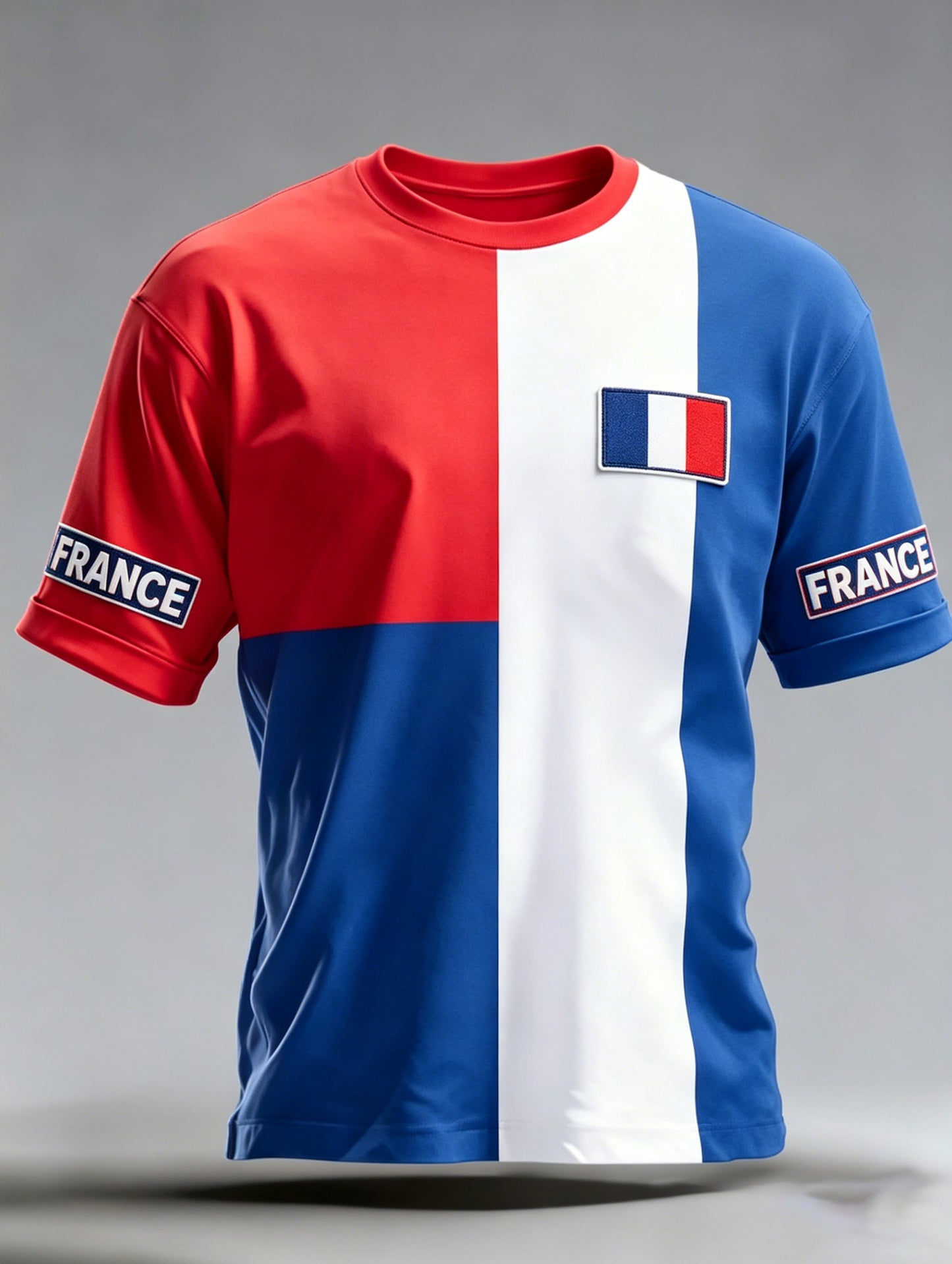 T-shirt imprimé d’art commémoratif au motif des couleurs du drapeau français pour hommes