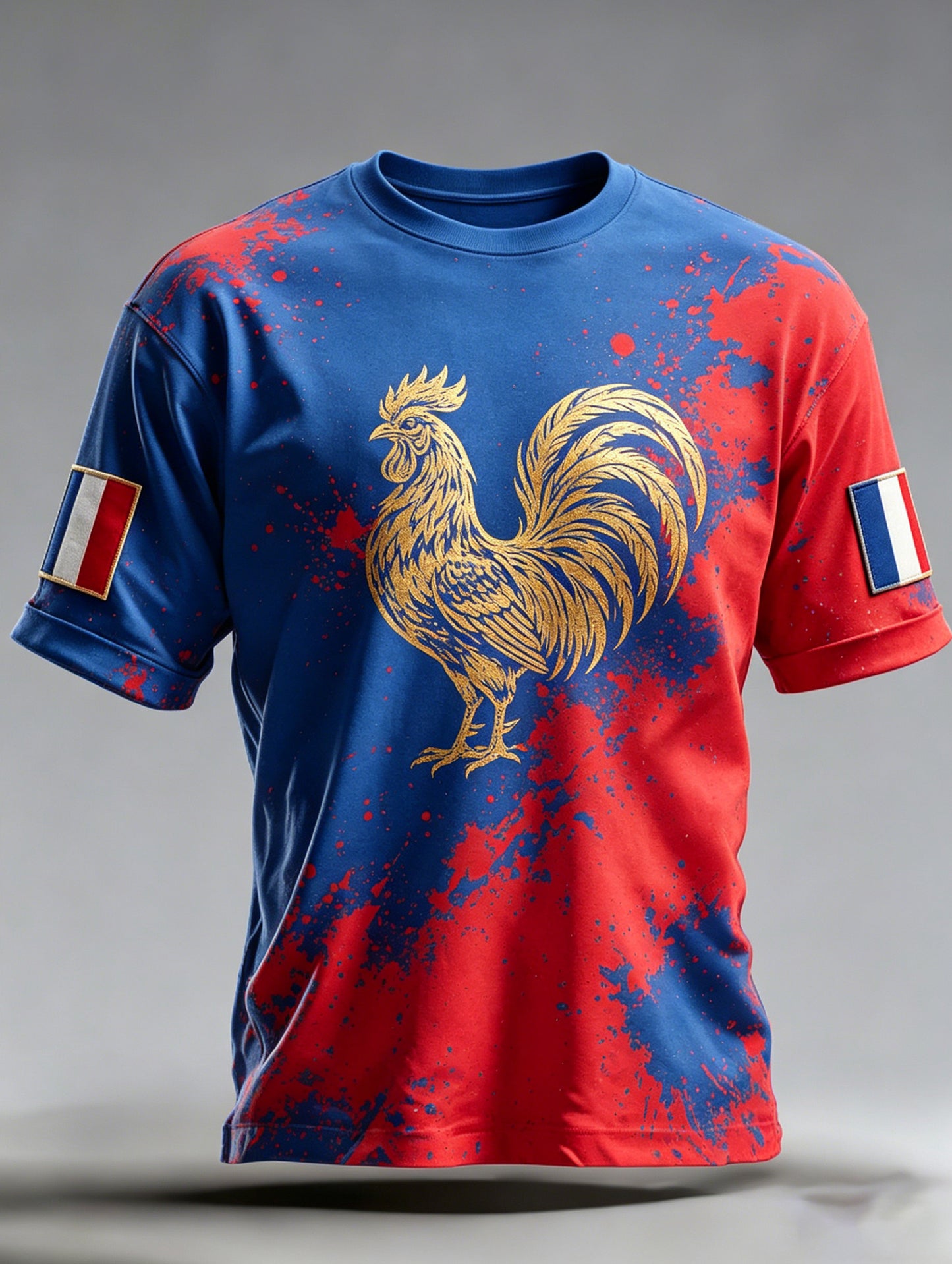 T-shirt imprimé d’art commémoratif au motif des couleurs du drapeau français pour hommes