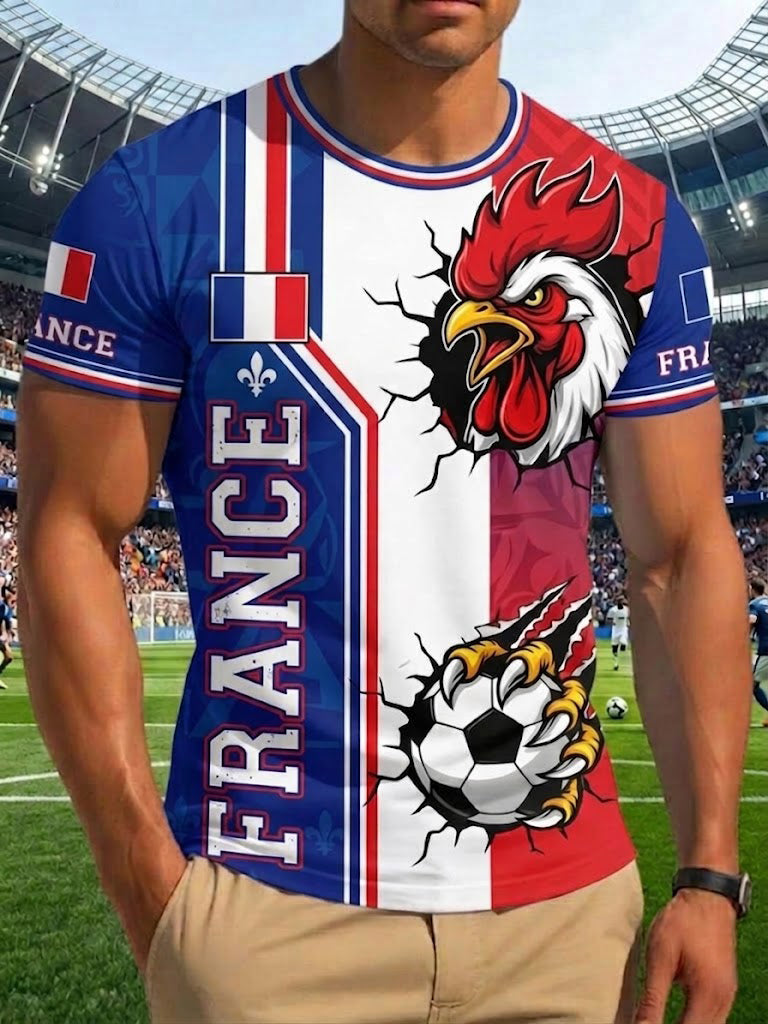T-shirt imprimé France Football pour hommes