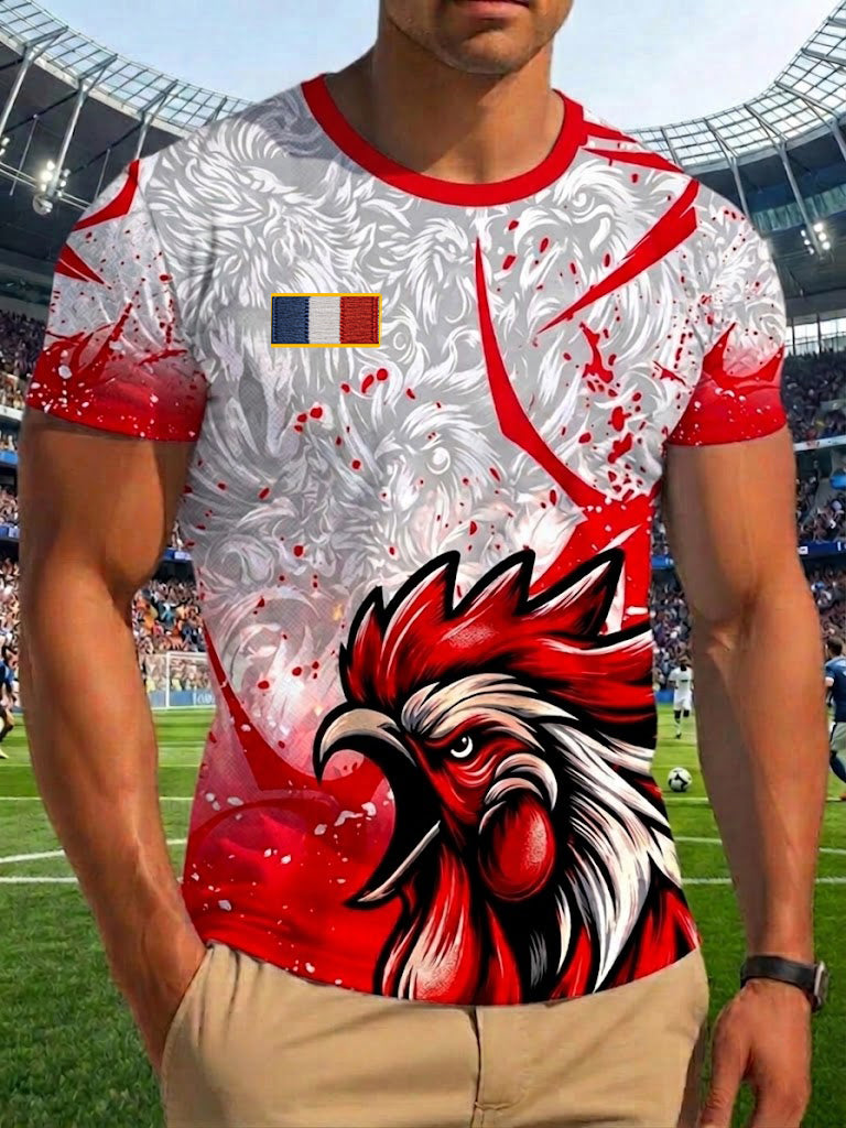 T-shirt imprimé France Football pour hommes