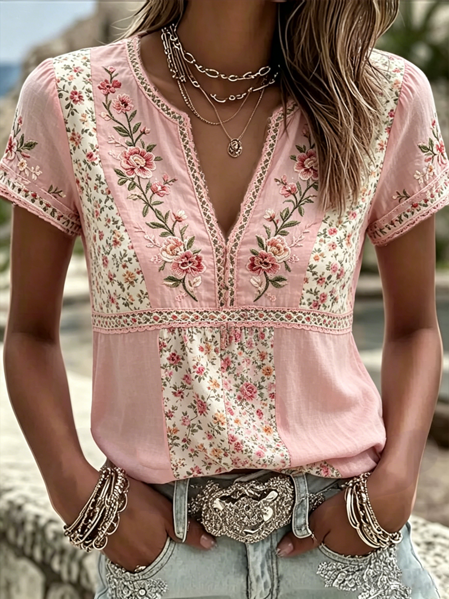 T-shirt à manches courtes imprimé floral