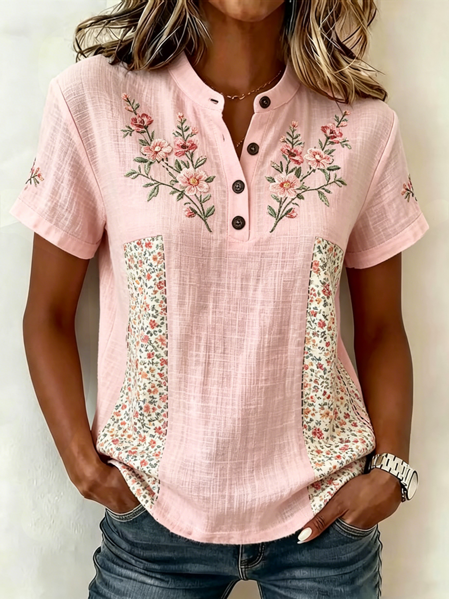 T-shirt à manches courtes pour femmes avec imprimé floral