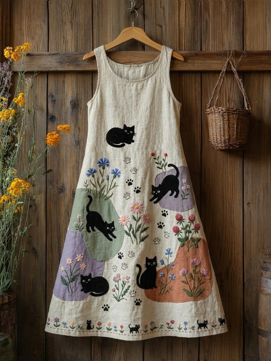 Robe mi-longue décontractée à imprimé floral rétro pour femmes