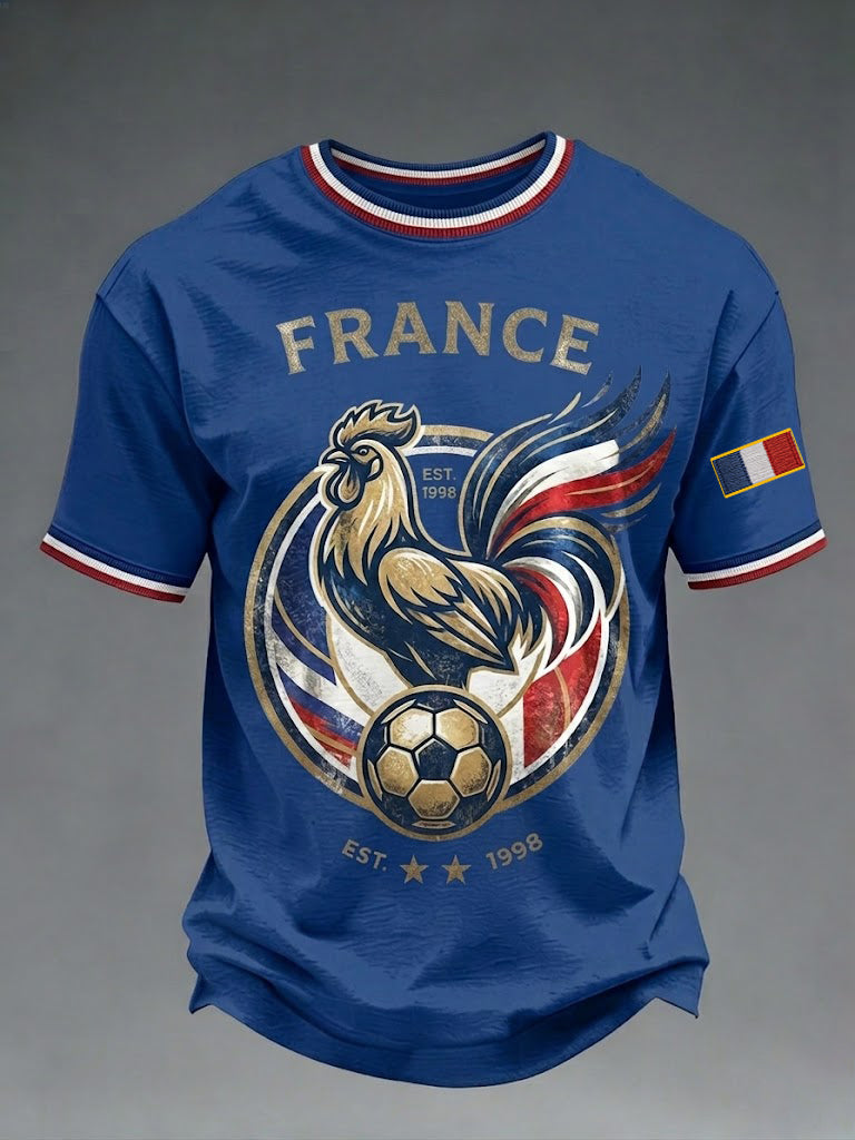 T-shirt imprimé football français pour hommes