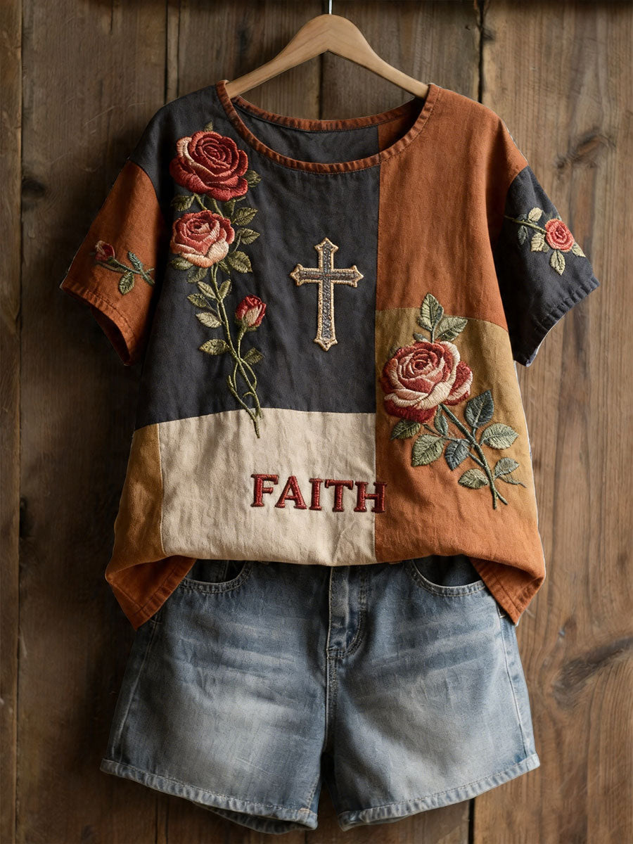 T-shirt décontracté à imprimé floral pour femmes