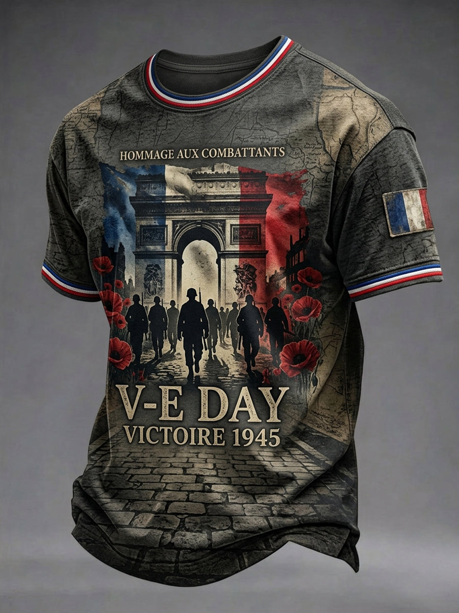 T-shirt pour hommes avec imprimé de la Journée VE française