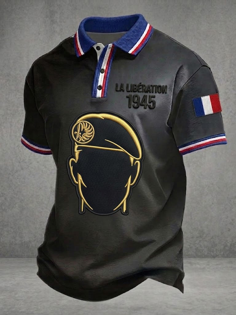Chemise imprimée pour hommes, style français, LA LIBÉRATION 1945