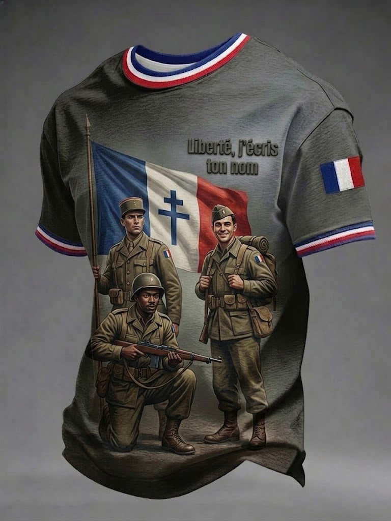 T-shirt imprimé pour hommes French Liberté J'écris Ton Nom