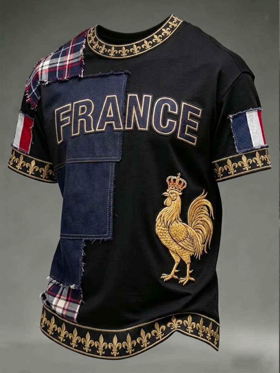T-shirt à manches courtes pour hommes France Coq Gaulois