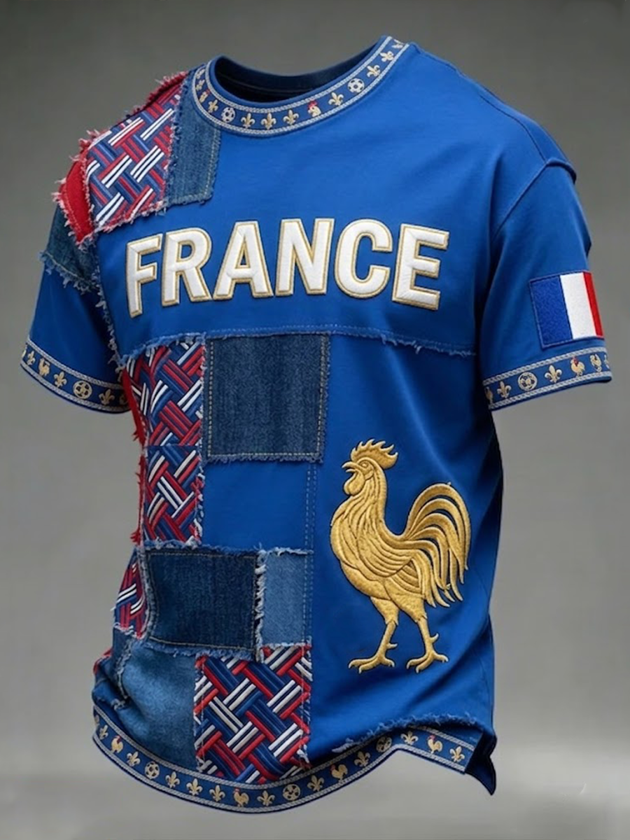 T-shirt à manches courtes pour hommes France Coq Gaulois