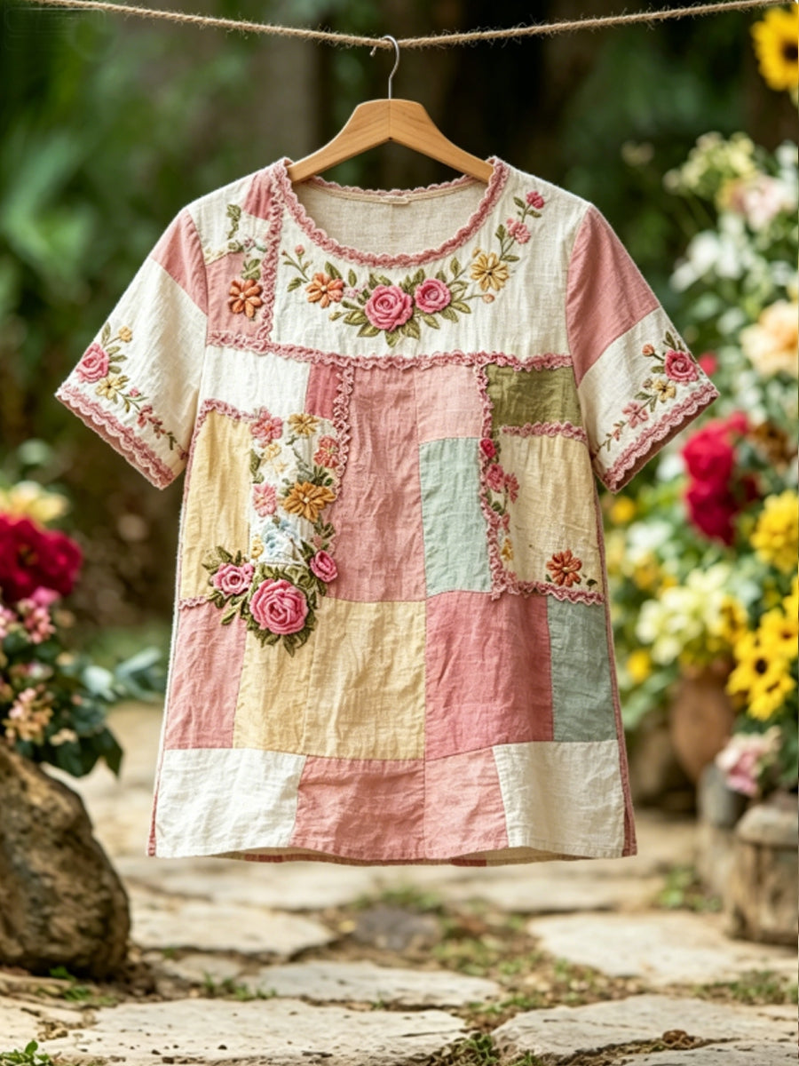 T-shirt femme en lin à manches courtes