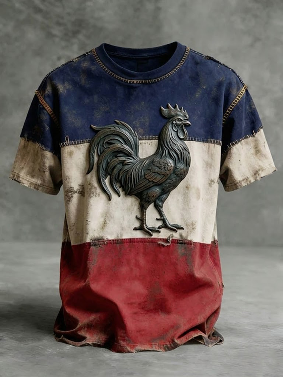 T-shirt à manches courtes pour hommes France Coq Gaulois
