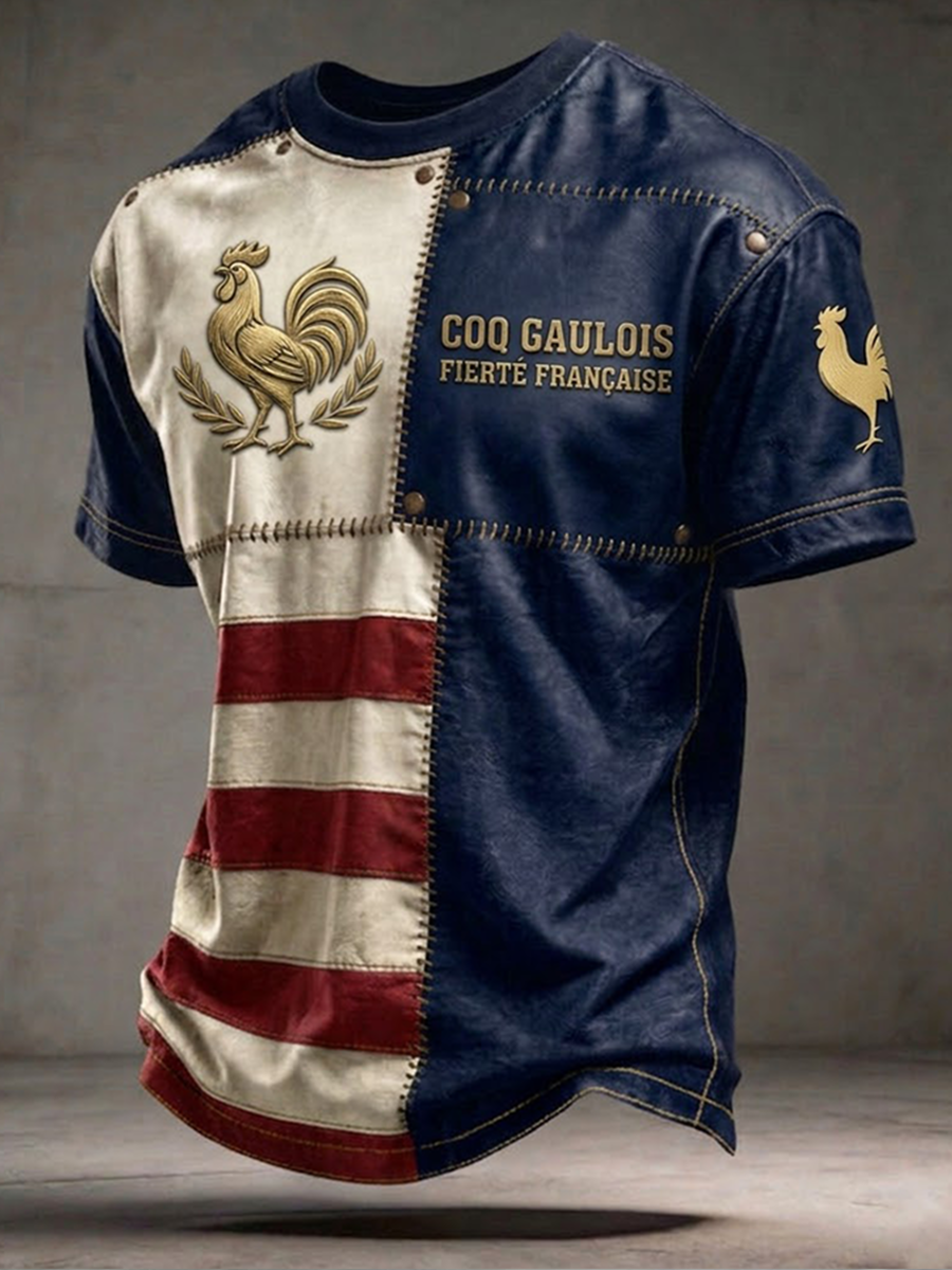 T-shirt à manches courtes pour hommes France Coq Gaulois