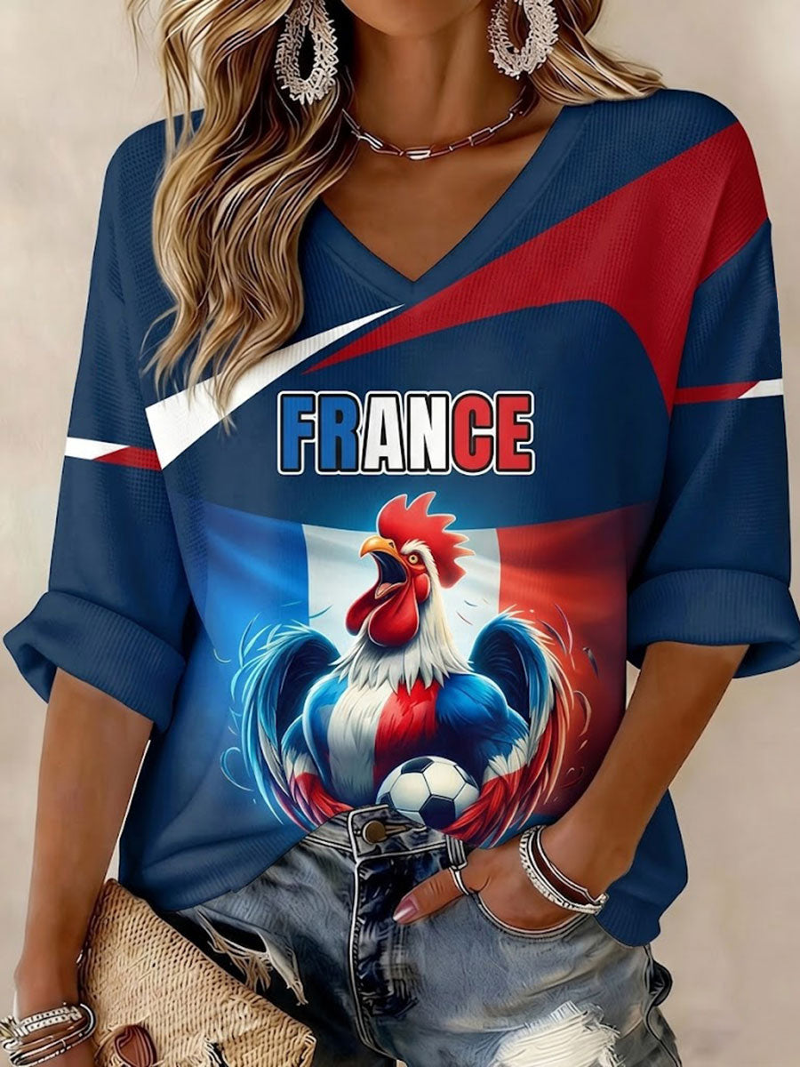 T-shirt gaufre imprimé France Football pour femmes