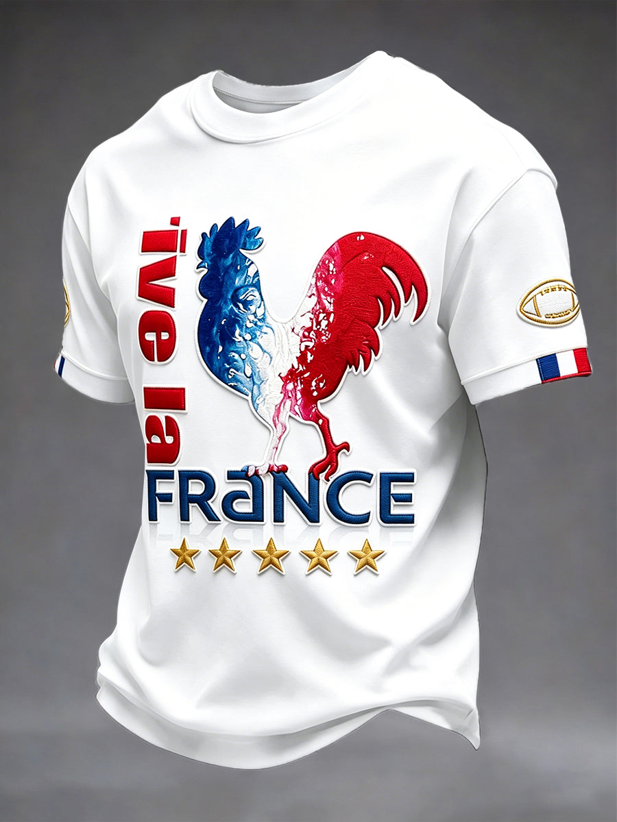 T-shirt décontracté imprimé en 3D pour hommes, France Rugby Coq 2026