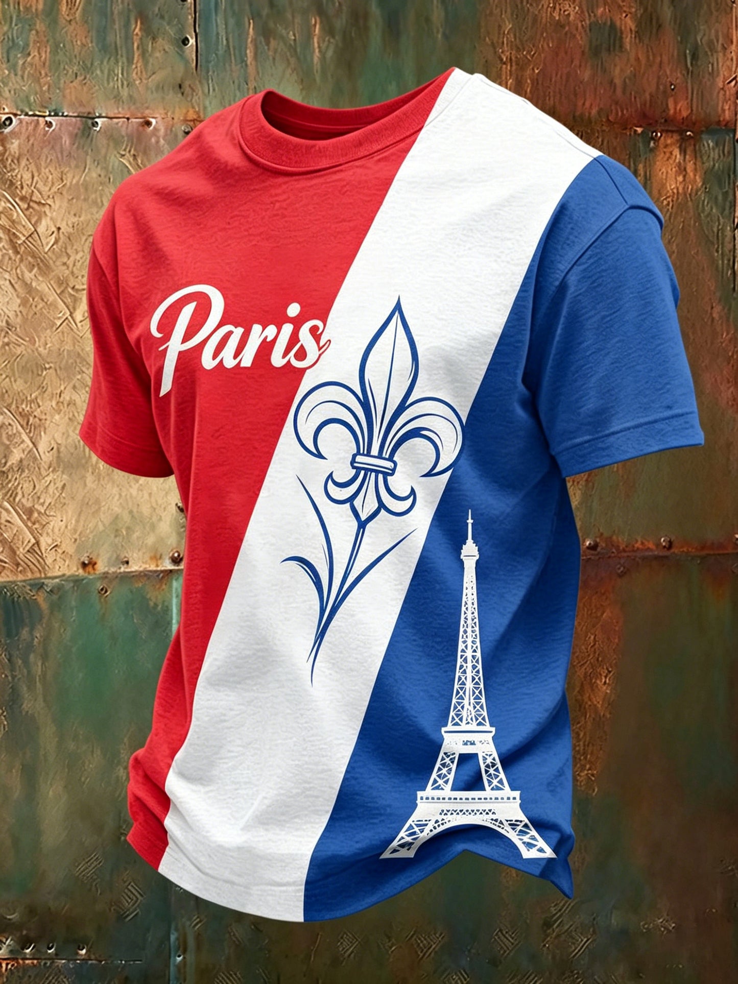 T-shirt imprimé d'art de match de football du Paris Saint-Germain des hommes