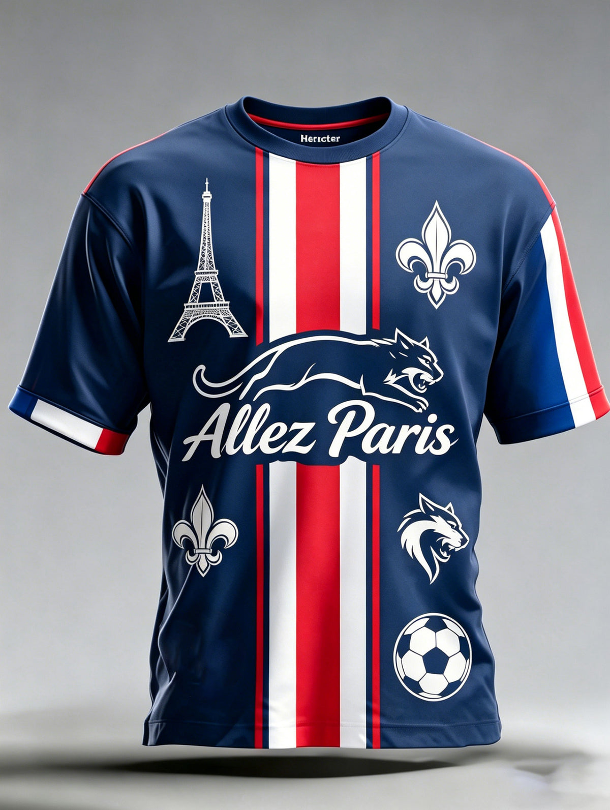 T-shirt avec impression artistique pour encourager l’équipe masculine du Paris Saint-Germain lors d’un match de football