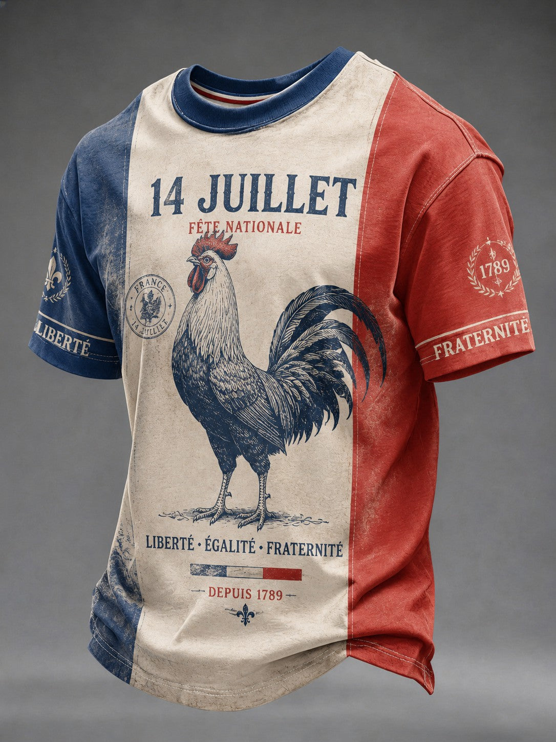 T-shirt pour hommes France Le 14 Juillet imprimé