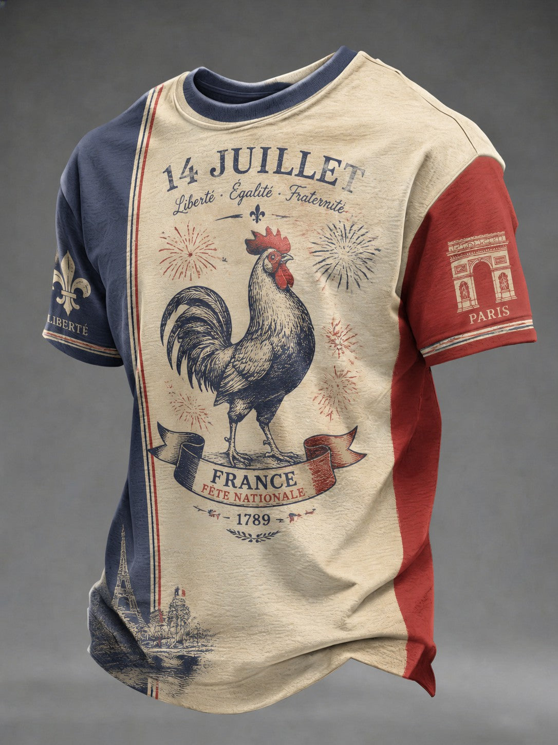 T-shirt pour hommes France Le 14 Juillet imprimé