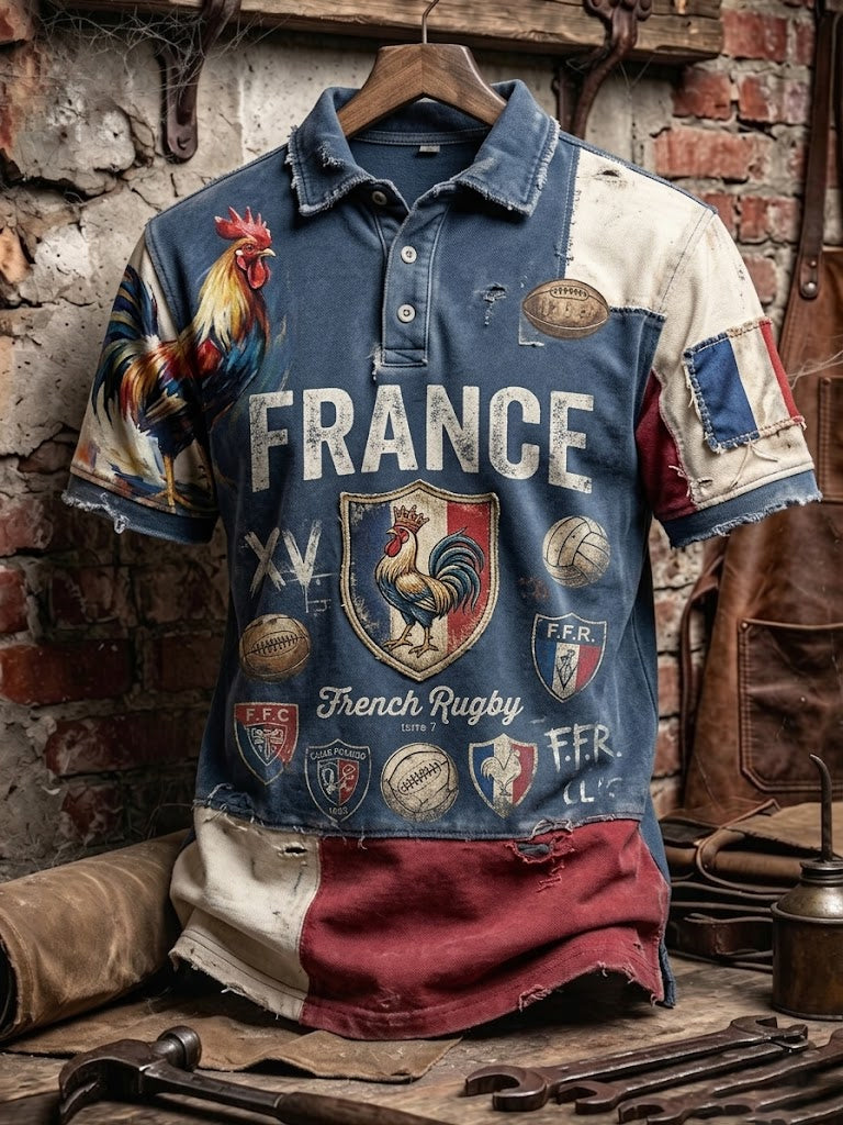 T-shirt manches courtes de football pour hommes, style français
