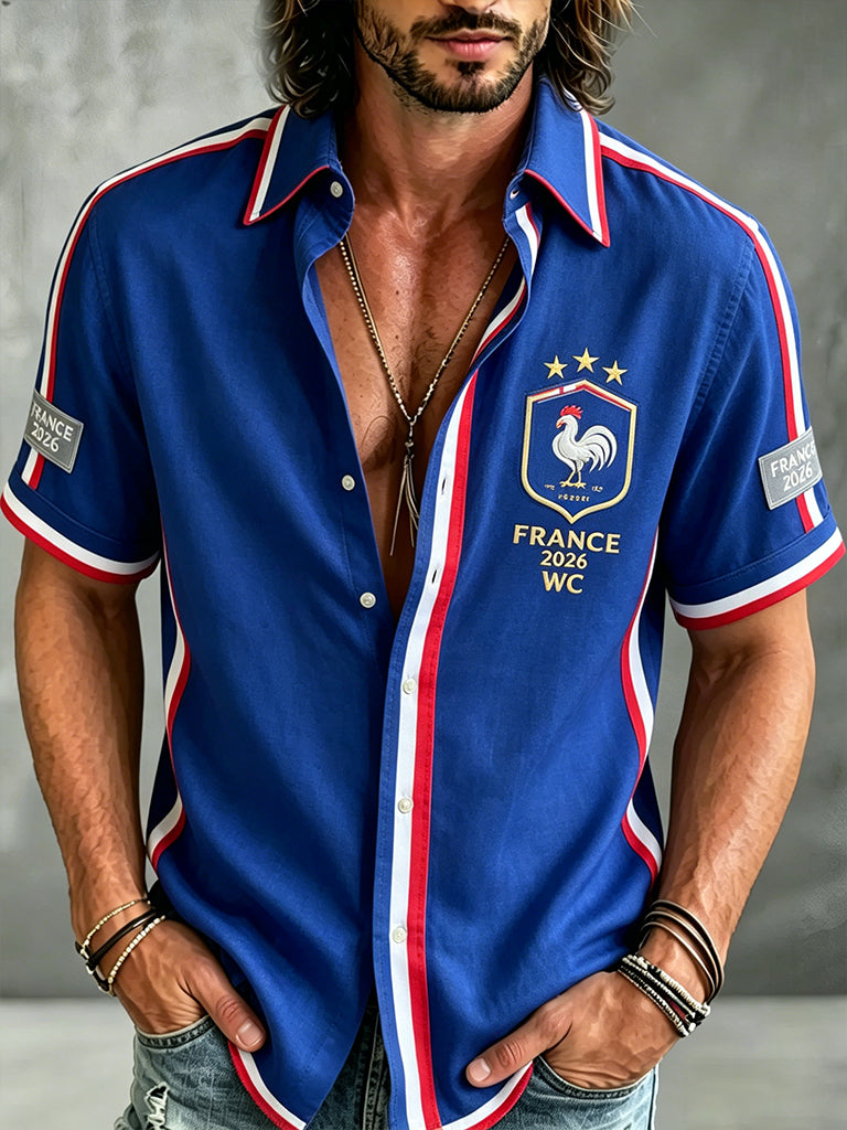 T-shirt manches courtes de football pour hommes, style français