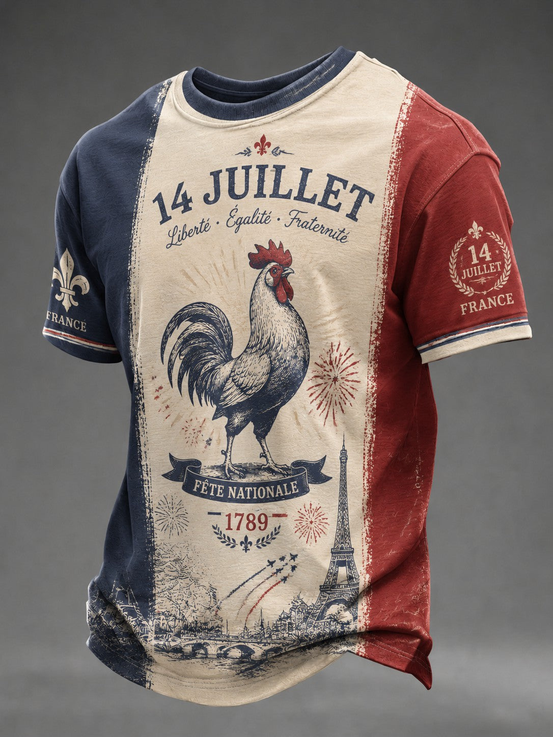 T-shirt pour hommes France Le 14 Juillet imprimé