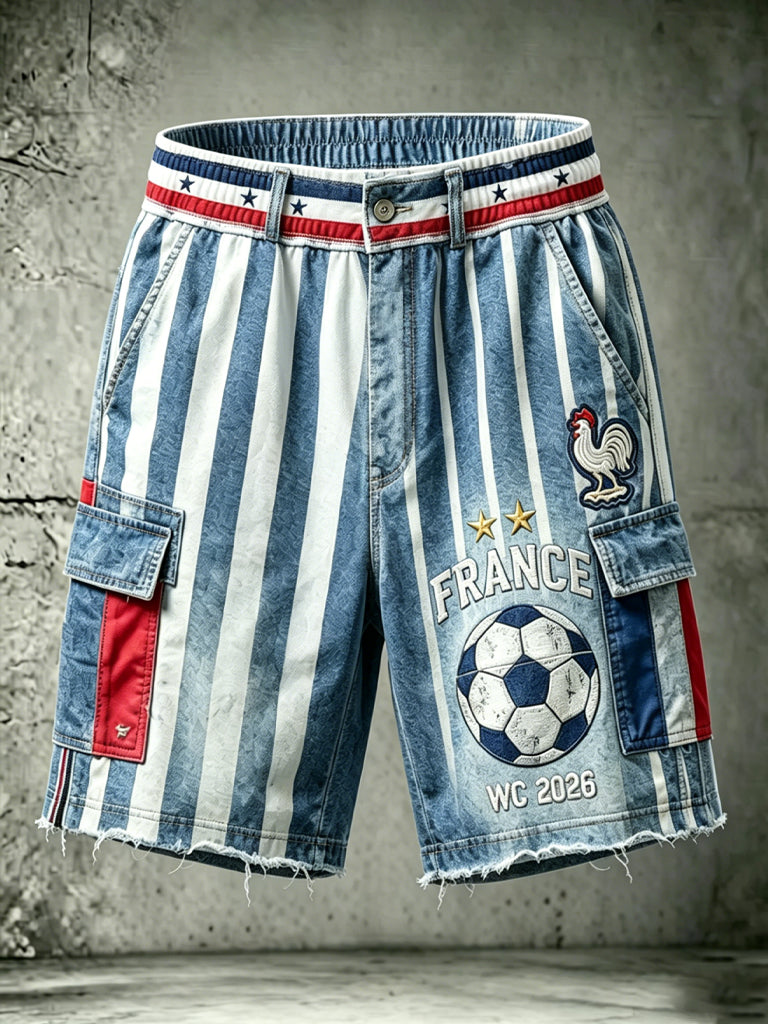 Short cargo français de football pour hommes