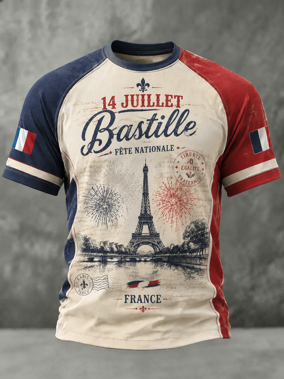 T-shirt pour hommes France Le 14 Juillet imprimé