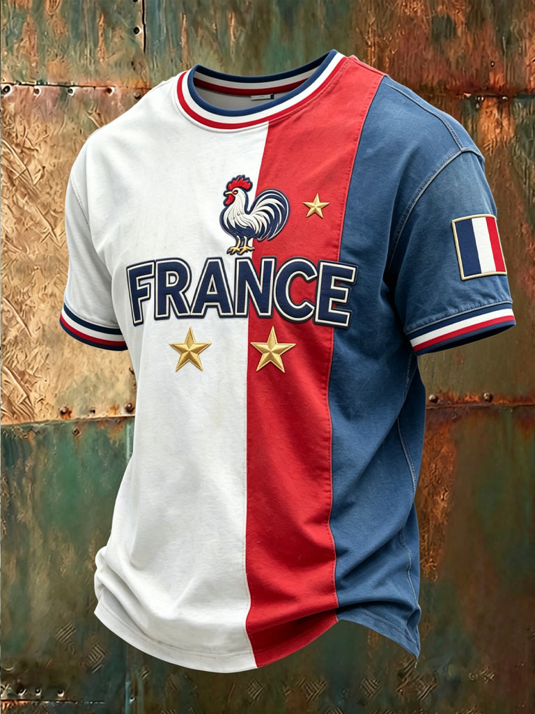 T-shirt à manches courtes de football français pour homme