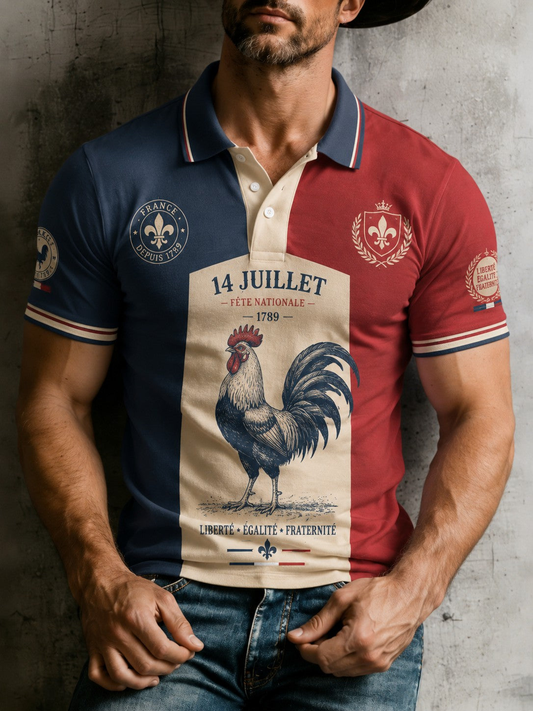 Chemise pour homme France Le 14 Juillet imprimée