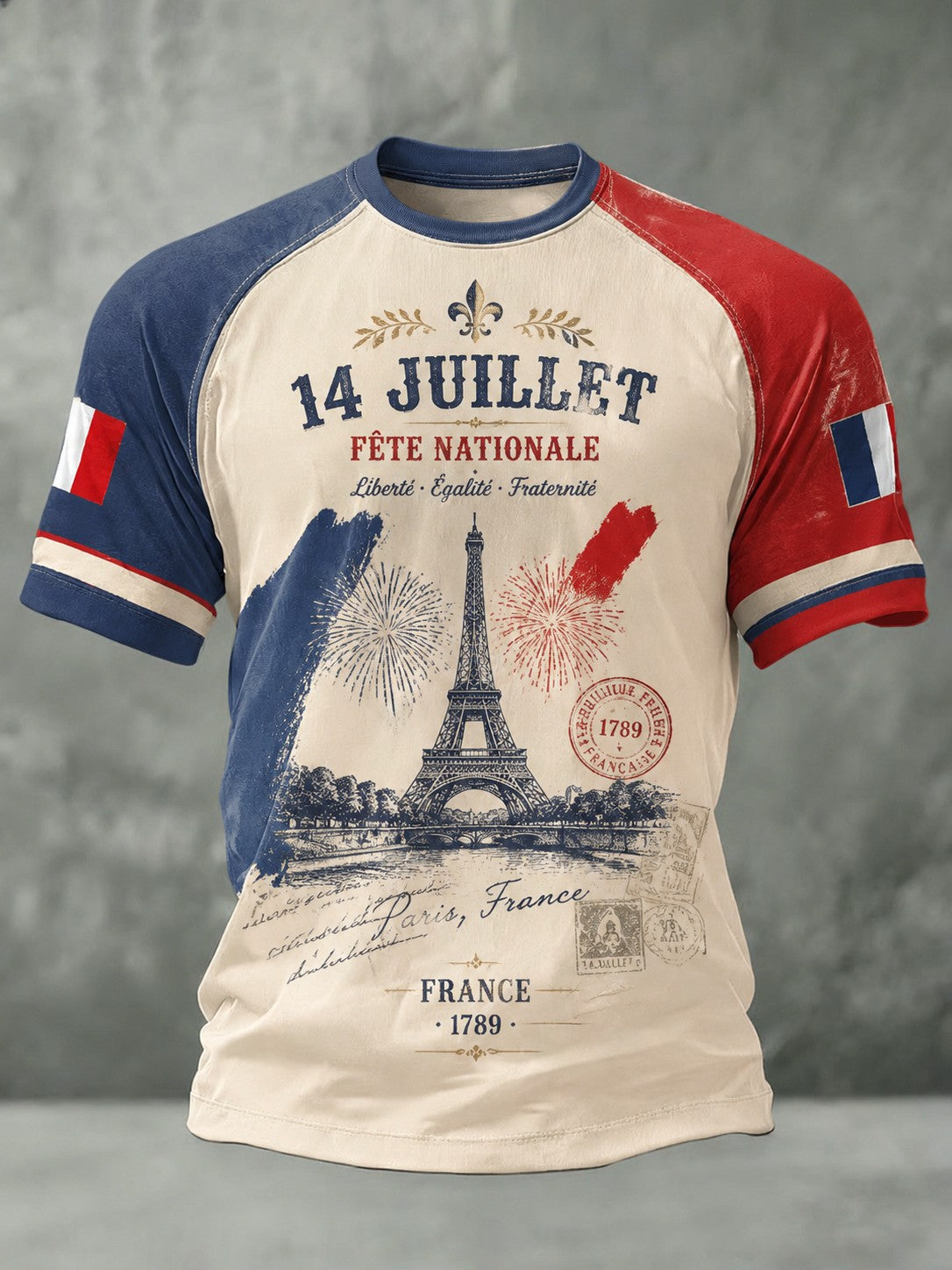 T-shirt pour hommes France Le 14 Juillet imprimé