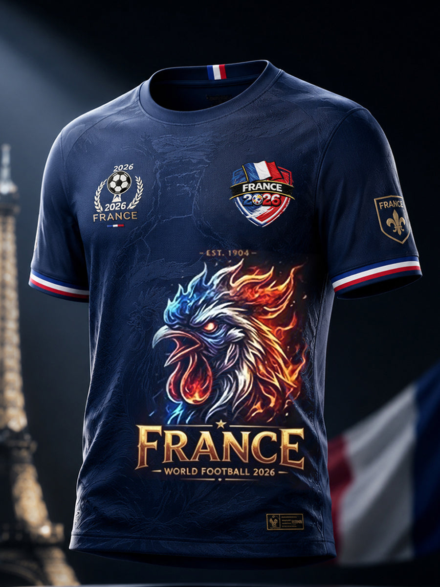 T-shirt décontracté rétro France 2026 pour les fans de football