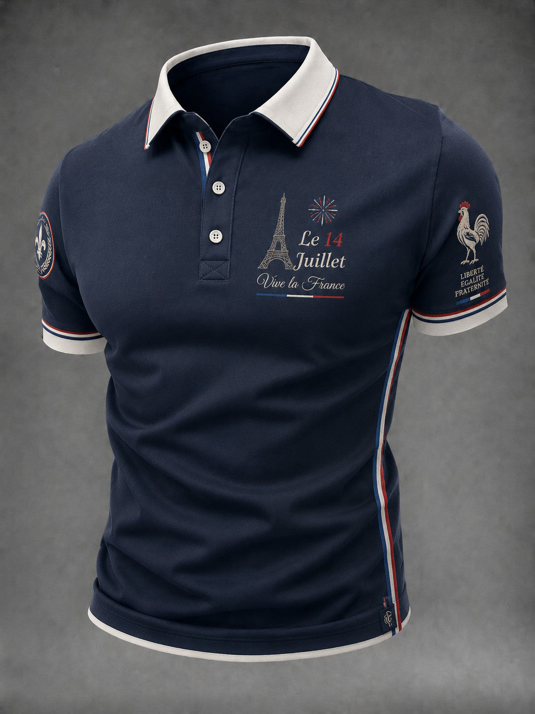 Chemise de ville imprimée pour homme, France, 14 juillet