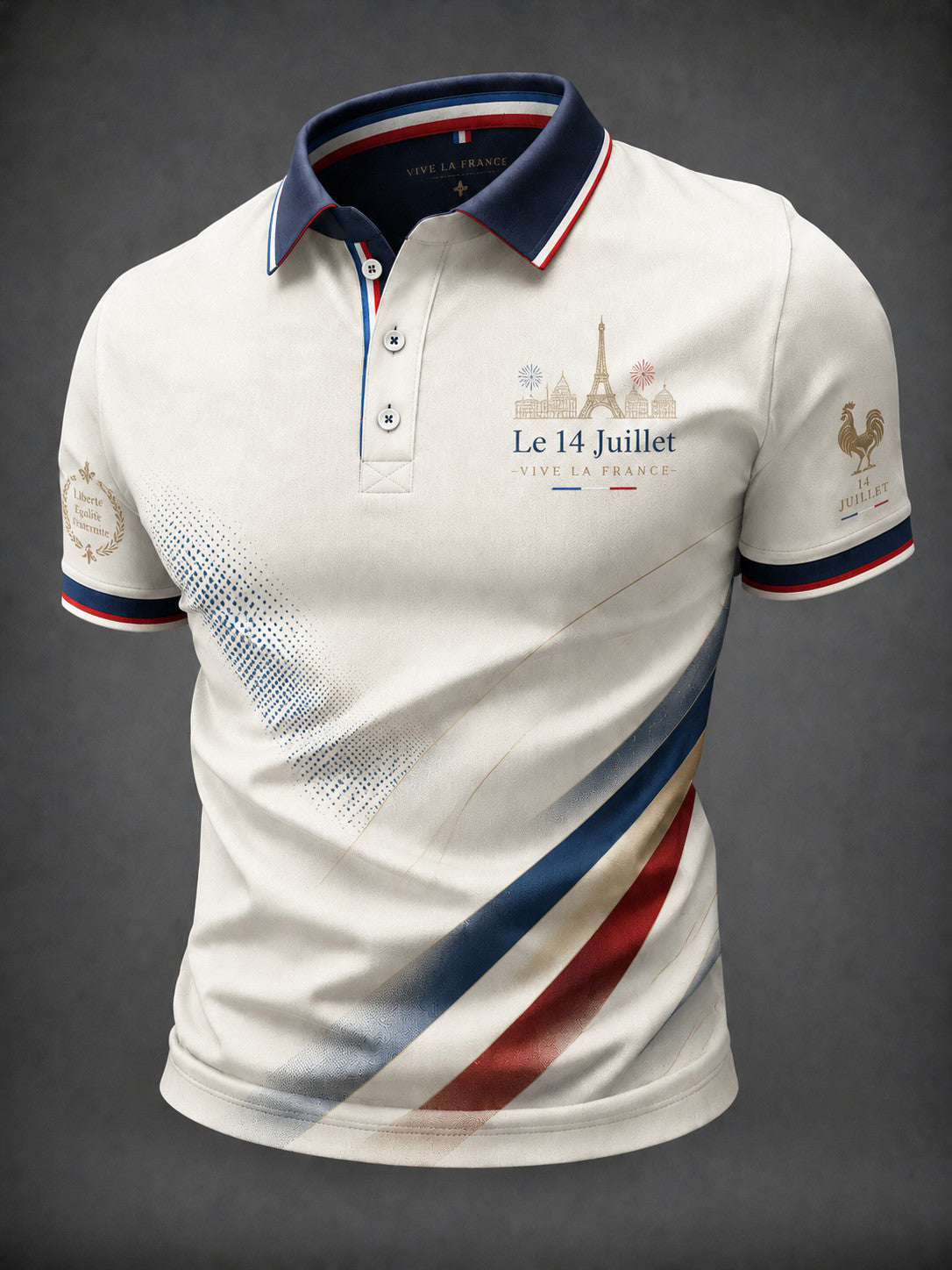 Chemise de ville imprimée pour homme, France, 14 juillet