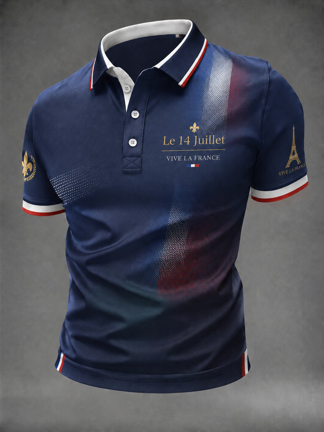 Chemise de ville imprimée pour homme, France, 14 juillet
