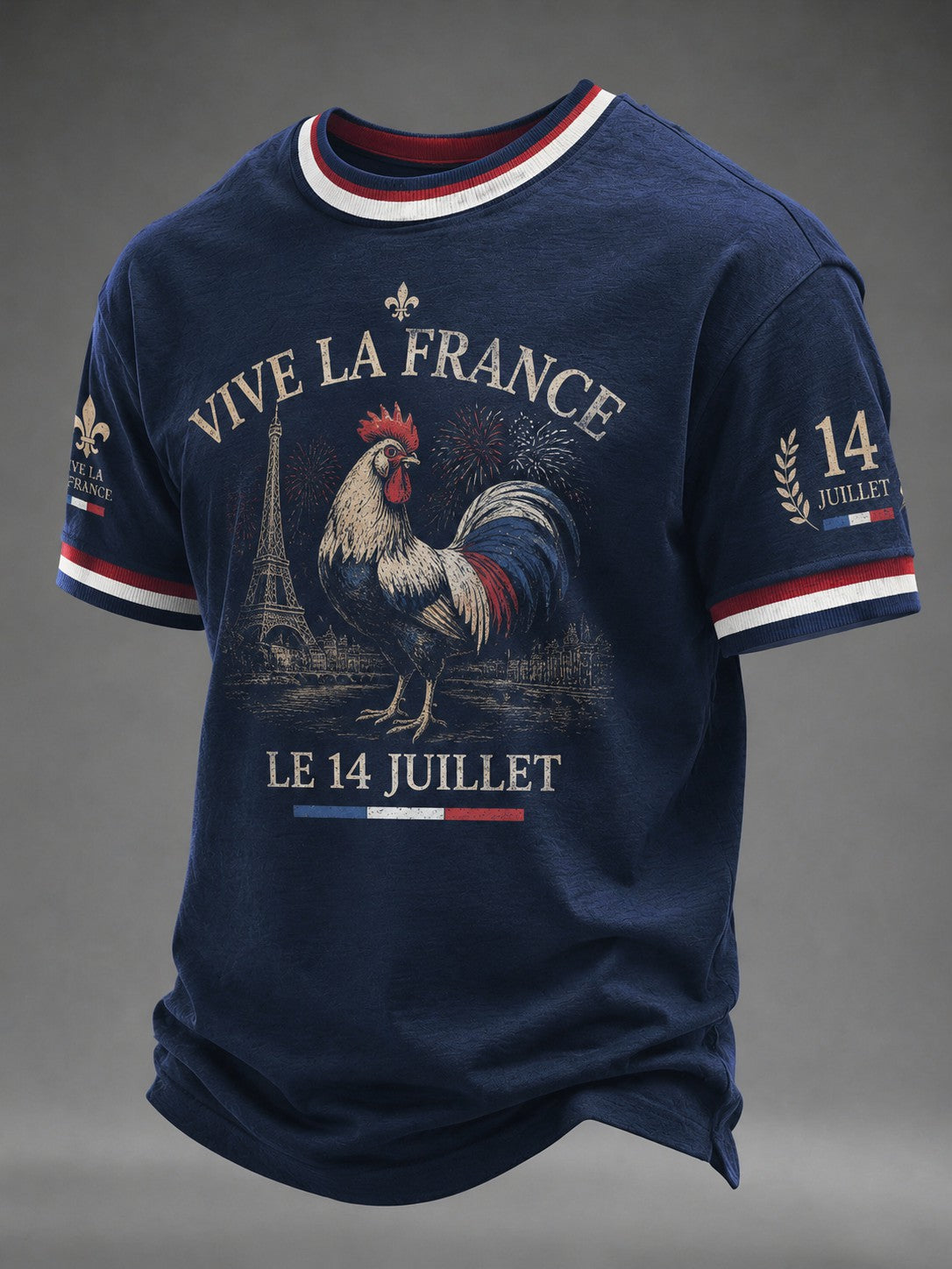 T-shirt pour hommes France Le 14 Juillet imprimé