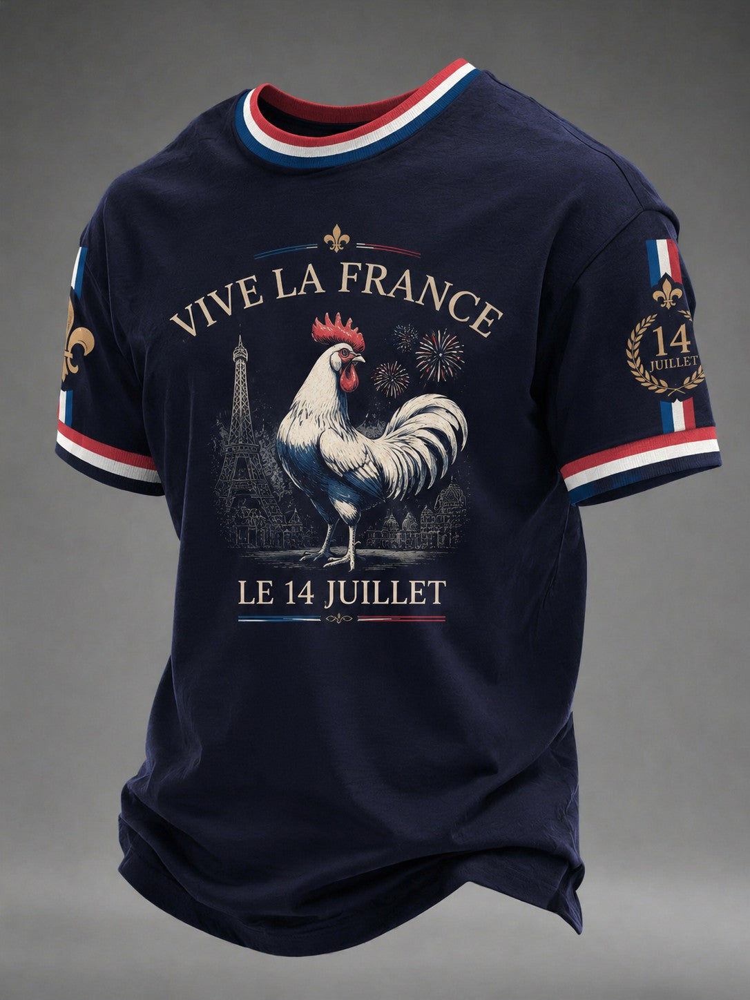 T-shirt pour hommes France Le 14 Juillet imprimé