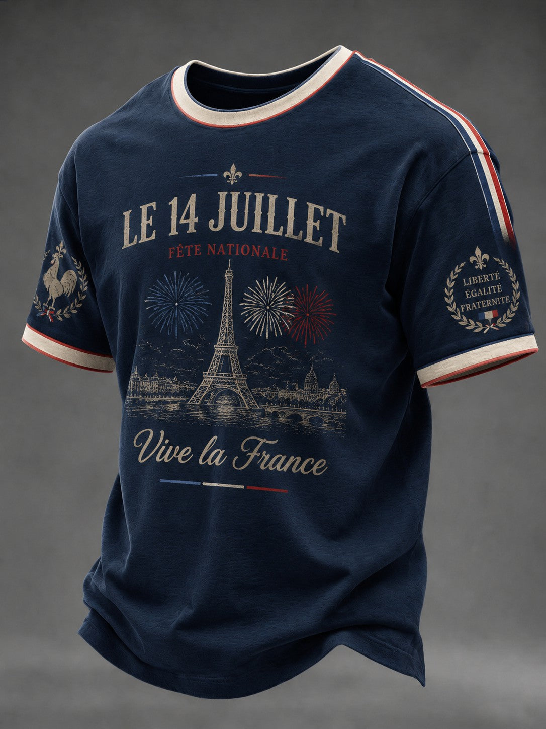 T-shirt pour hommes France Le 14 Juillet imprimé