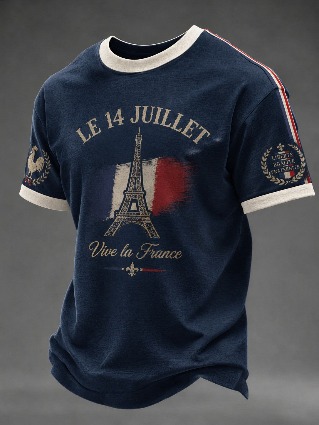T-shirt pour hommes France Le 14 Juillet imprimé