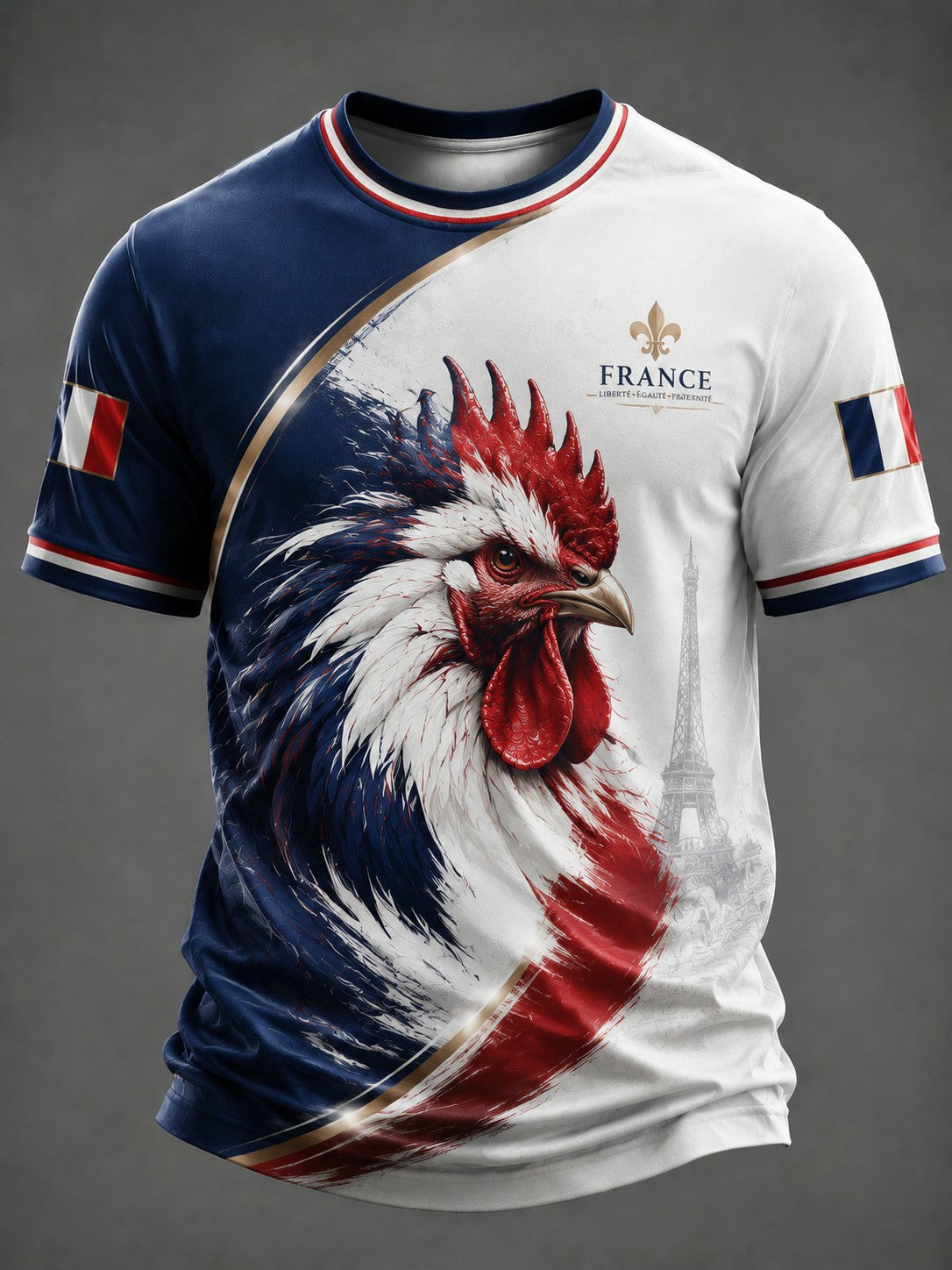 T-shirt pour homme imprimé coq gaulois français