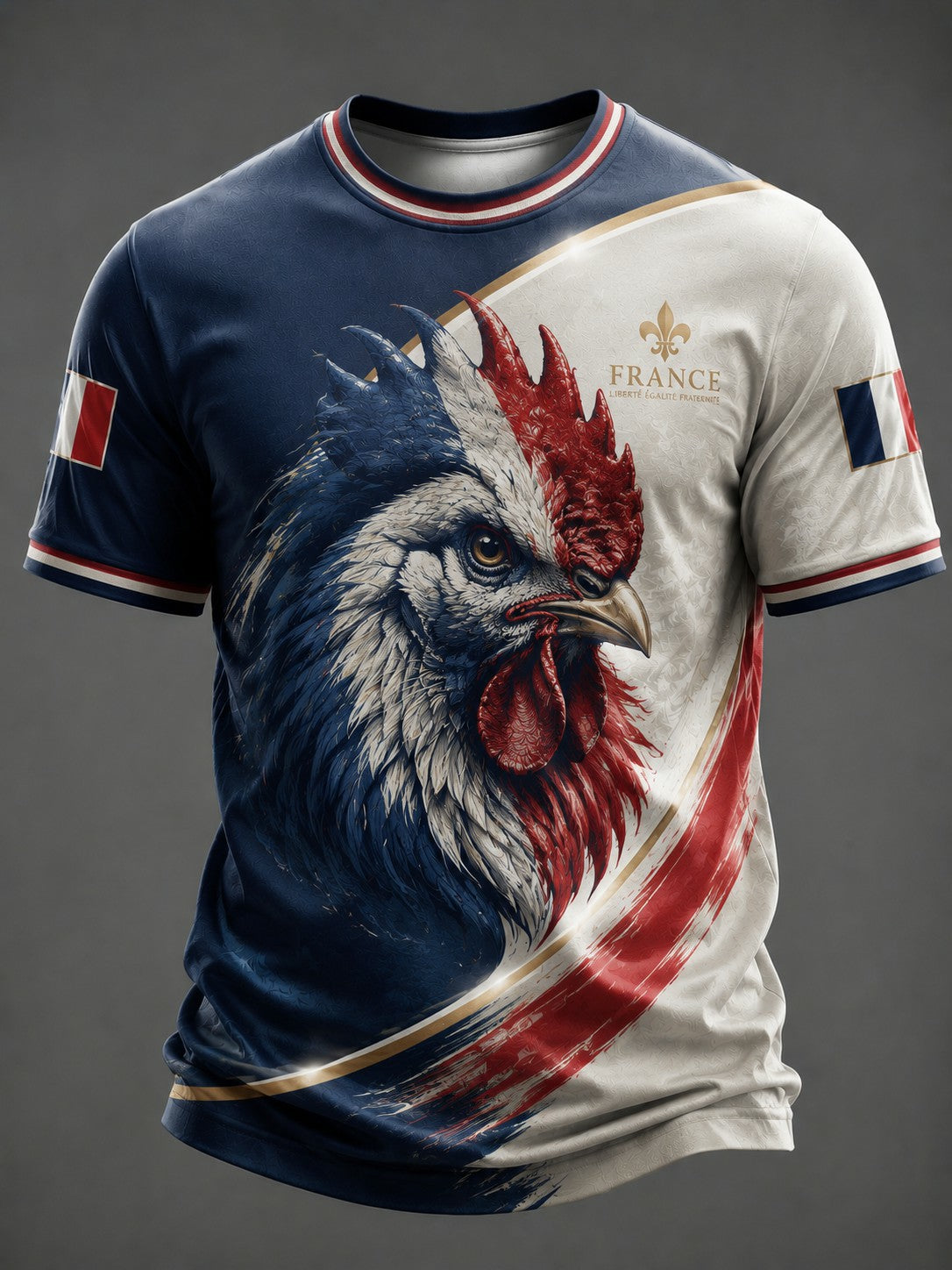 T-shirt imprimé coq gaulois français pour homme