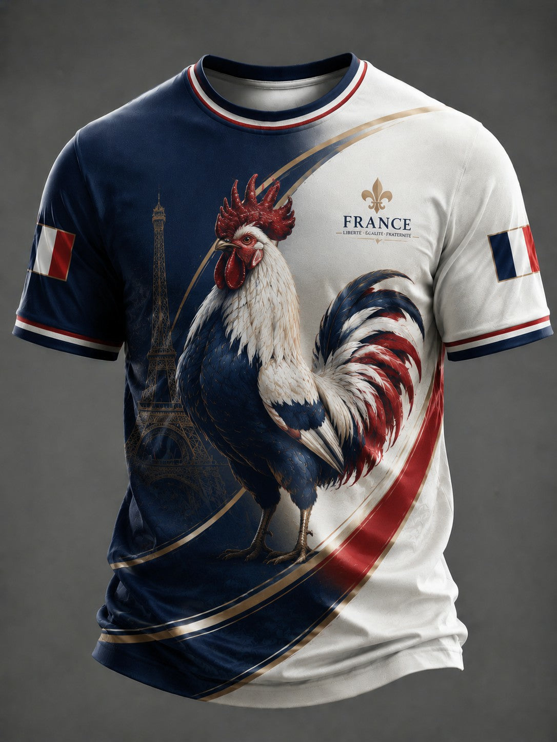 T-shirt pour homme imprimé coq gaulois français