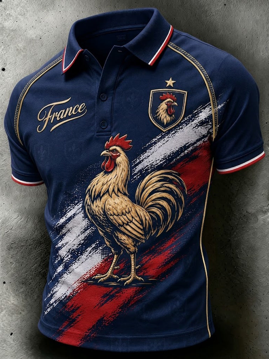 Polo Homme à Imprimé Football Français