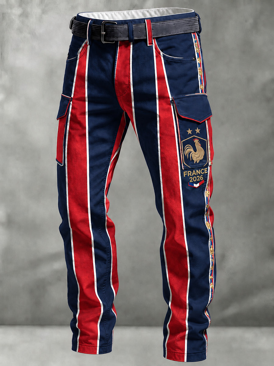 Pantalon de travail décontracté pour homme, style rétro France Football